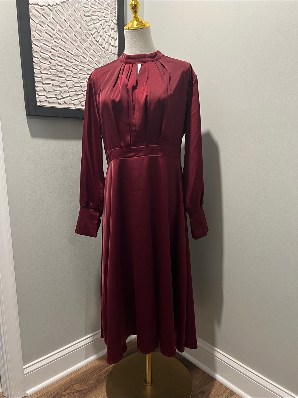 Chicwish Wine Burgundy Long-Sleeve Midi Dress